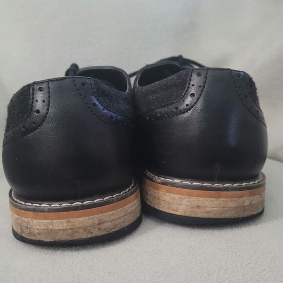 Mens Bar III Frankie 10.5 Leather Wool Dress SHOES Black Oxford - Picture 3 of 9